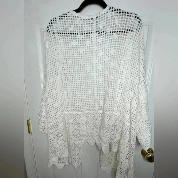 NWOT Roaman’s Scallop-Trim Crochet Cardigan, Size 1X (22/24), White - Picture 5 of 7